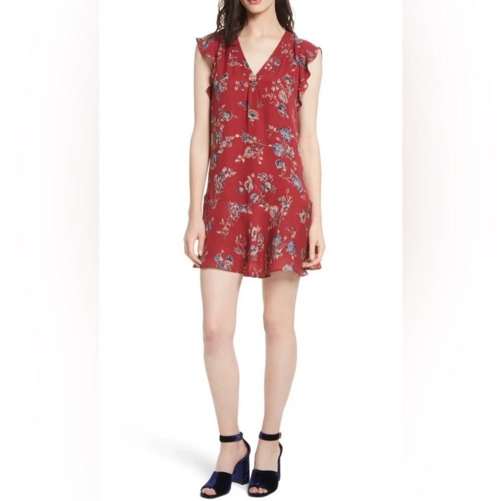 EUC Joie Almarie B Silk Floral Dress Tandoori Red Size Small